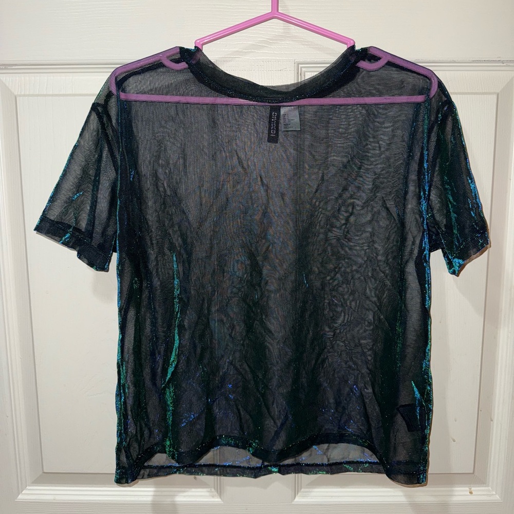 H&M Black Sheer Short Sleeve Top
